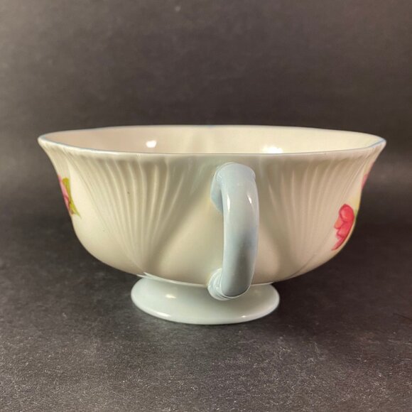 Vintage Shelley Bone China Footed Cream Soup Bowl Begonia pattern - Picture 2 of 6